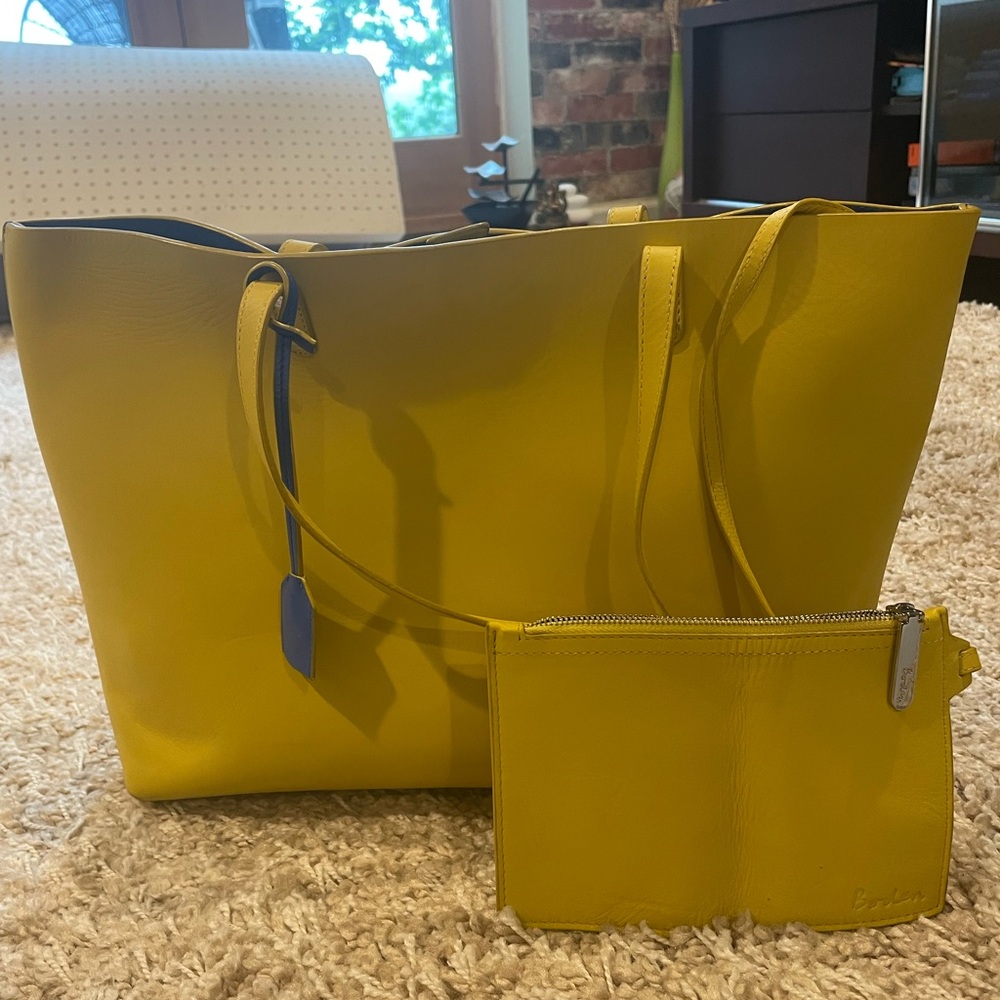 Boden Yellow Tote Bag with Coordinating Clutch